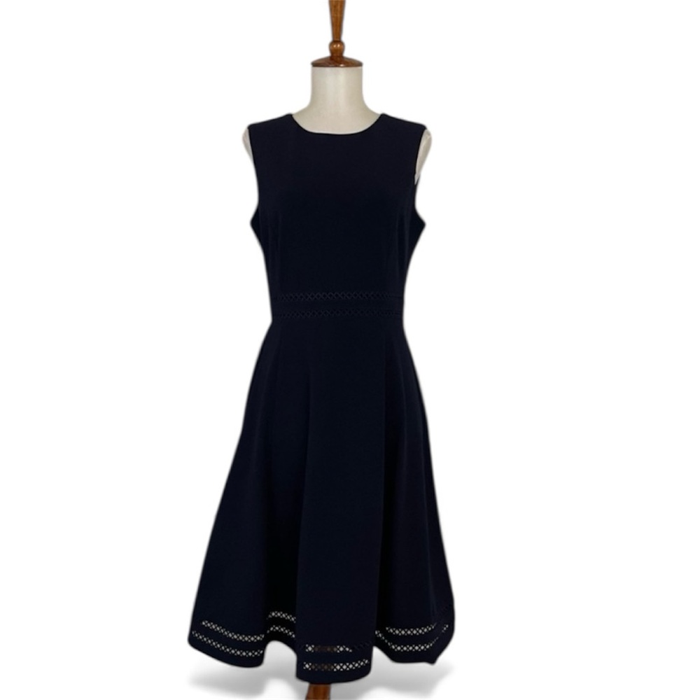 Calvin Klein Navy Fit & Flare Dress Women’s 6 Sleeveless Crew Neck‎ Classic